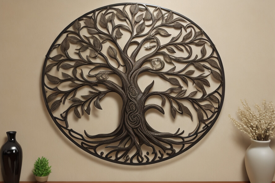 Eco Elegance Tree of Life Metal Wall Hanging for Green Themes