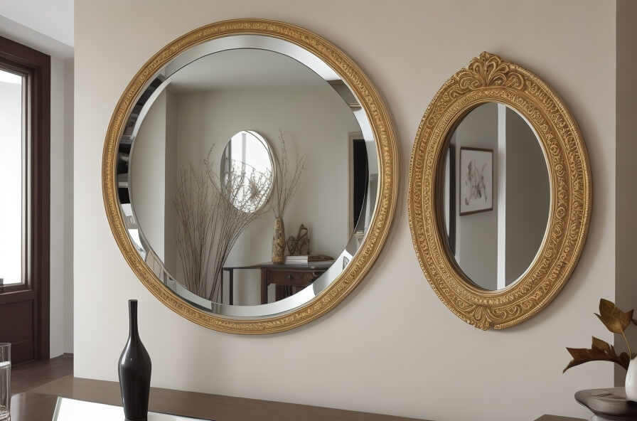 Elegant Symmetry Dual Tone Round Wall Mirror