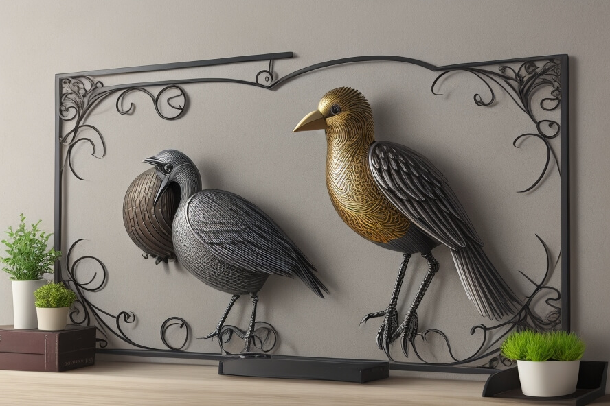 Feathered Finery Embracing Contemporary Metal Bird Wall Hangings