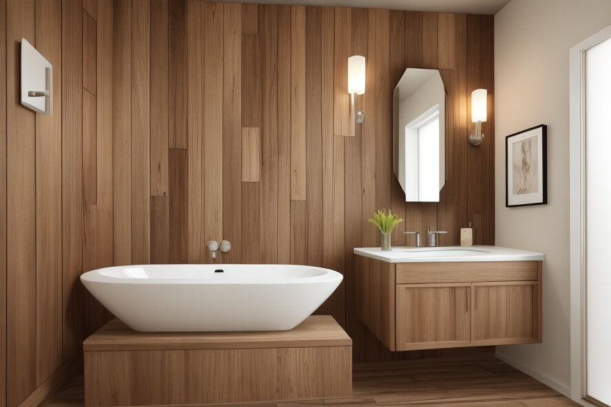 Industrial Fusion Urban Wood Accent Wall Designs for Bathrooms