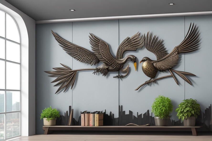 Metallic Aviators Beholding Birds of Beauty in Wall Art Form
