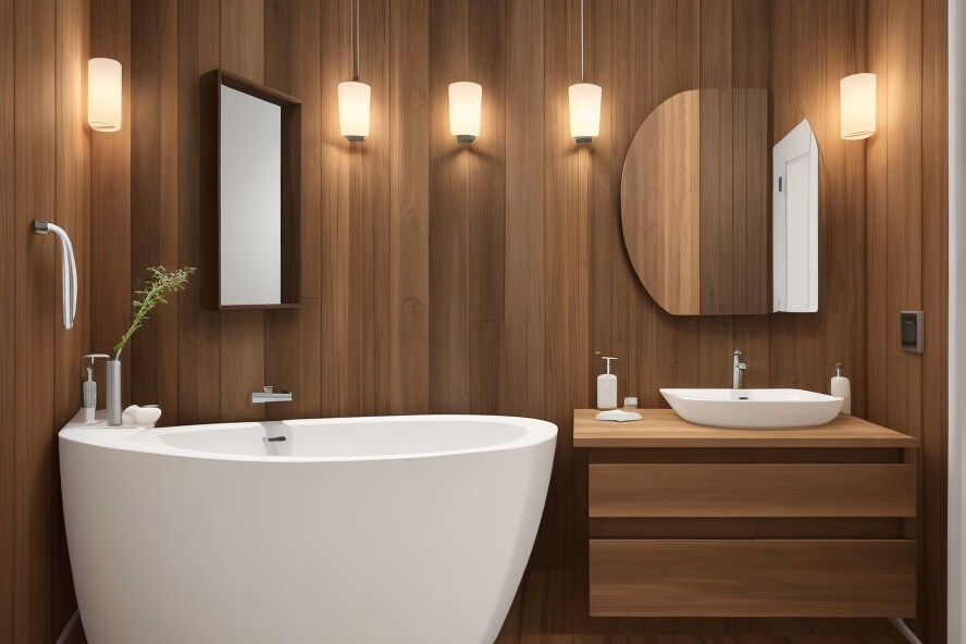 Minimalist Marvels Sleek Wood Accent Wall Concepts for Bathrooms