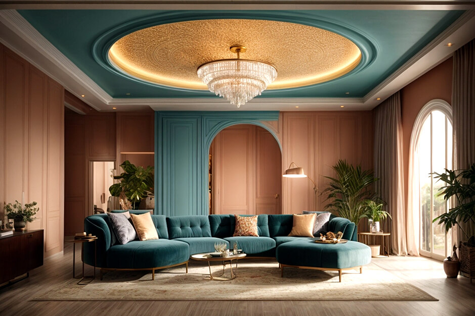 Muted Elegance Subtle Living Room False Ceiling Color Variations