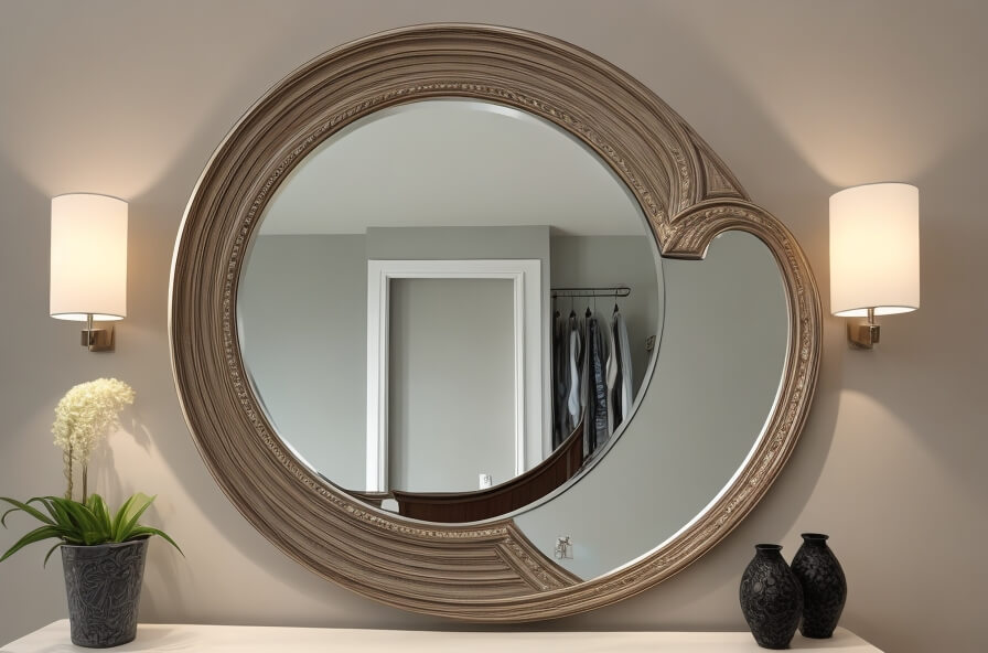 Natural Elements Round Mirror with Wooden Accents
