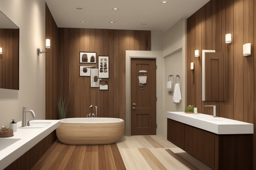 Natural Retreat Inspiring Wood Accent Wall Designs in Bathrooms