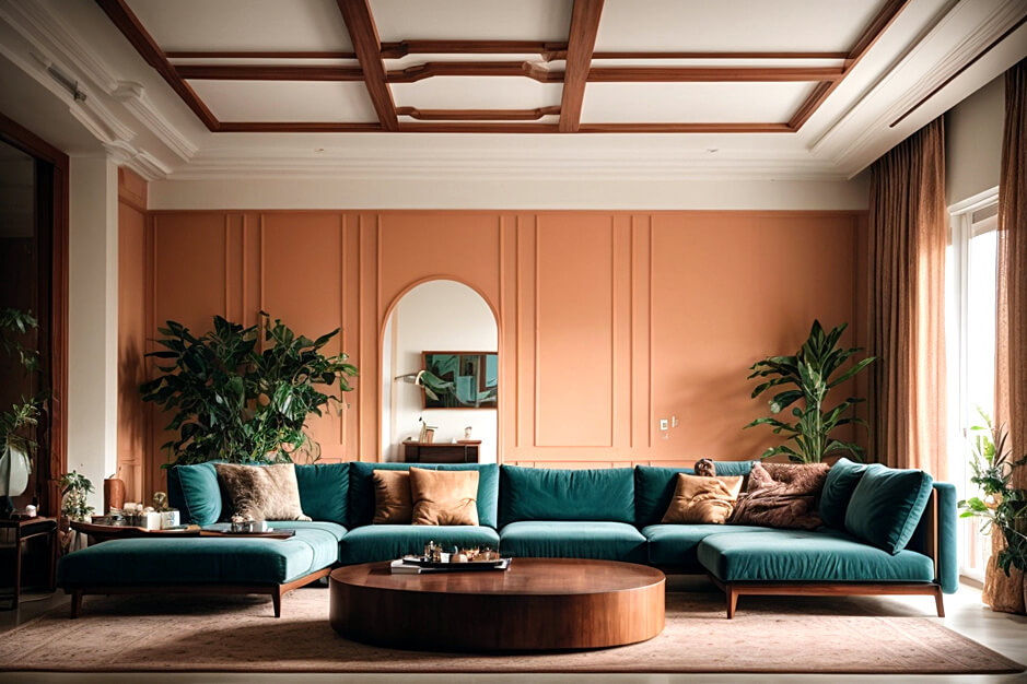 Pastel Elegance Soft Tones in Living Room False Ceiling Colour