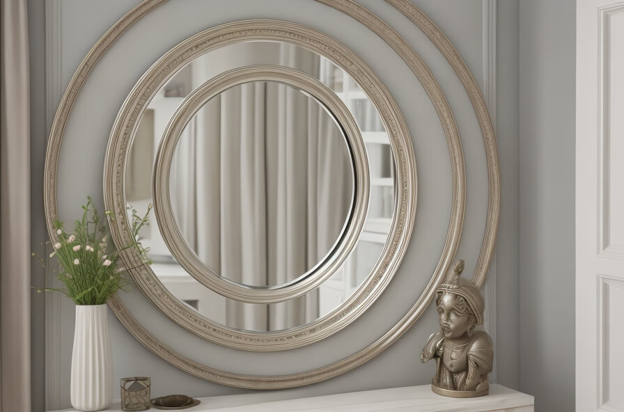 Rustic Charm Wooden Frame Round Mirror