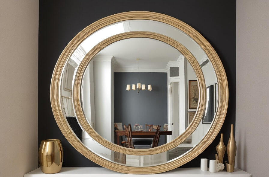 Sculptural Splendor Artistic Round Mirror Design