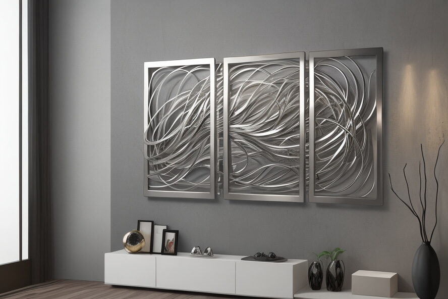 Sleek Sophistication Minimalist Silver Metal Wall Decor