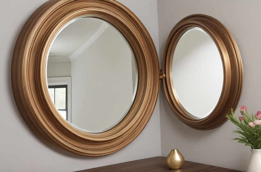 Sunburst Splendor Round Wall Mirror with Radiating Design