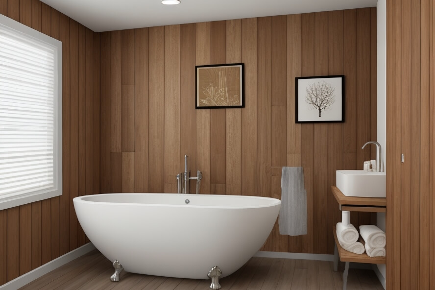 Tropical Tranquility Wood Accent Wall Designs for Bathroom Escapes